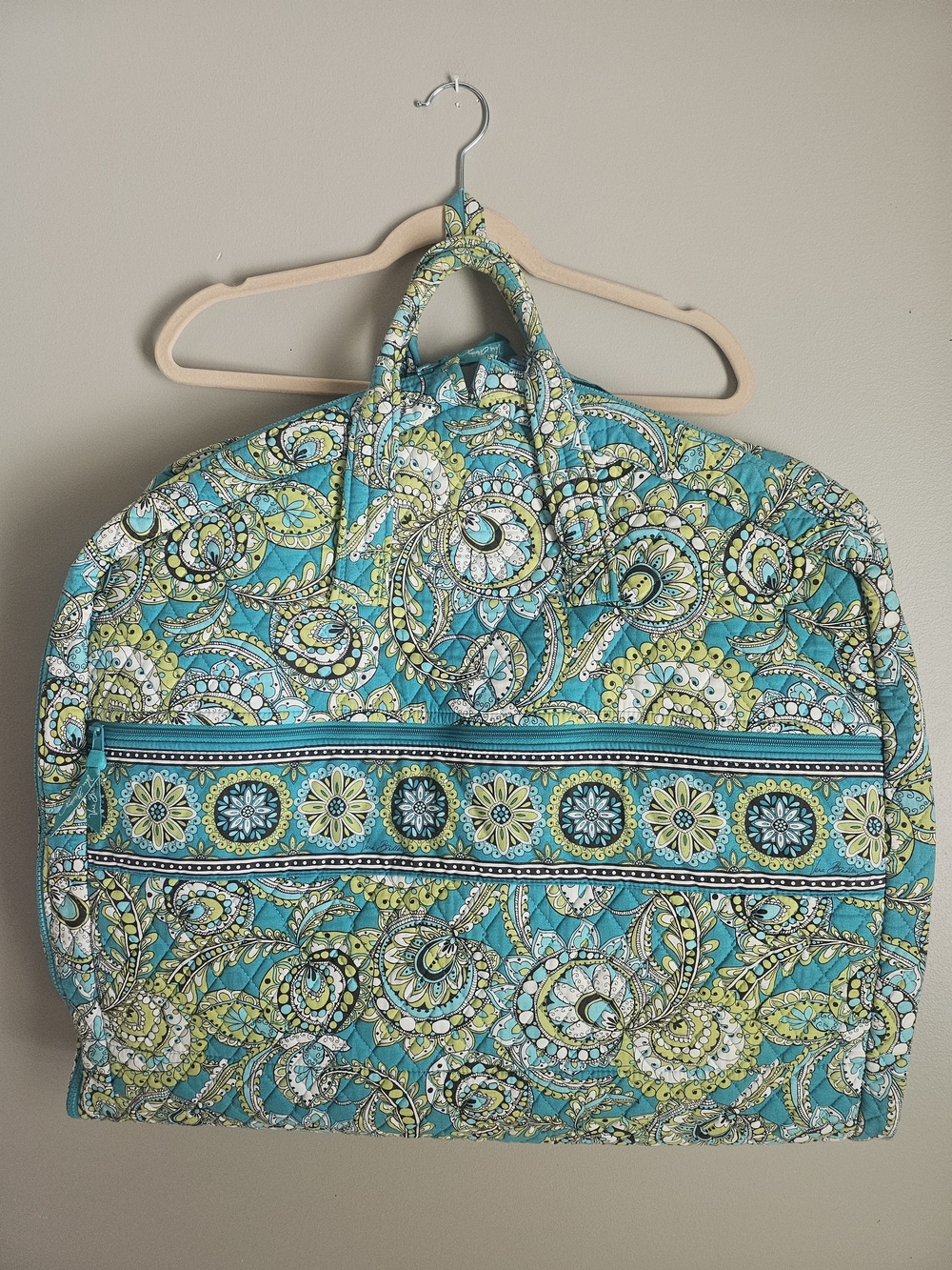 Vera Bradley Quilted Teal Paisley Travel Garment Bag